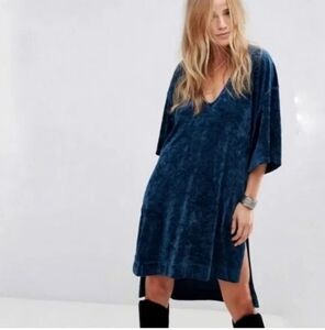 Free People Deep Blue Velvet Dress